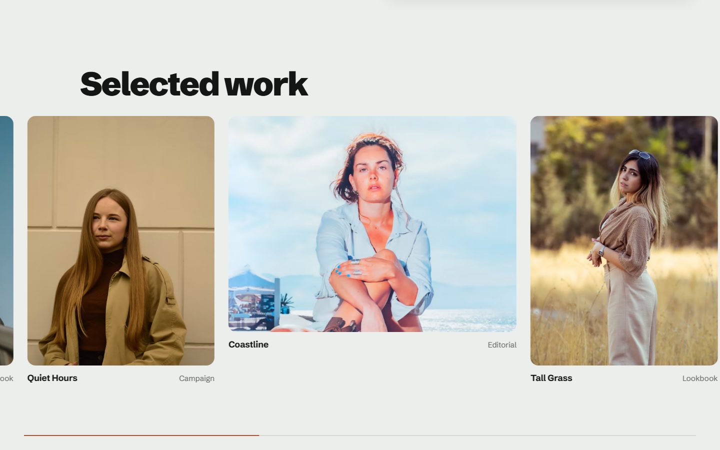 Horizontal layout: projects slide sideways