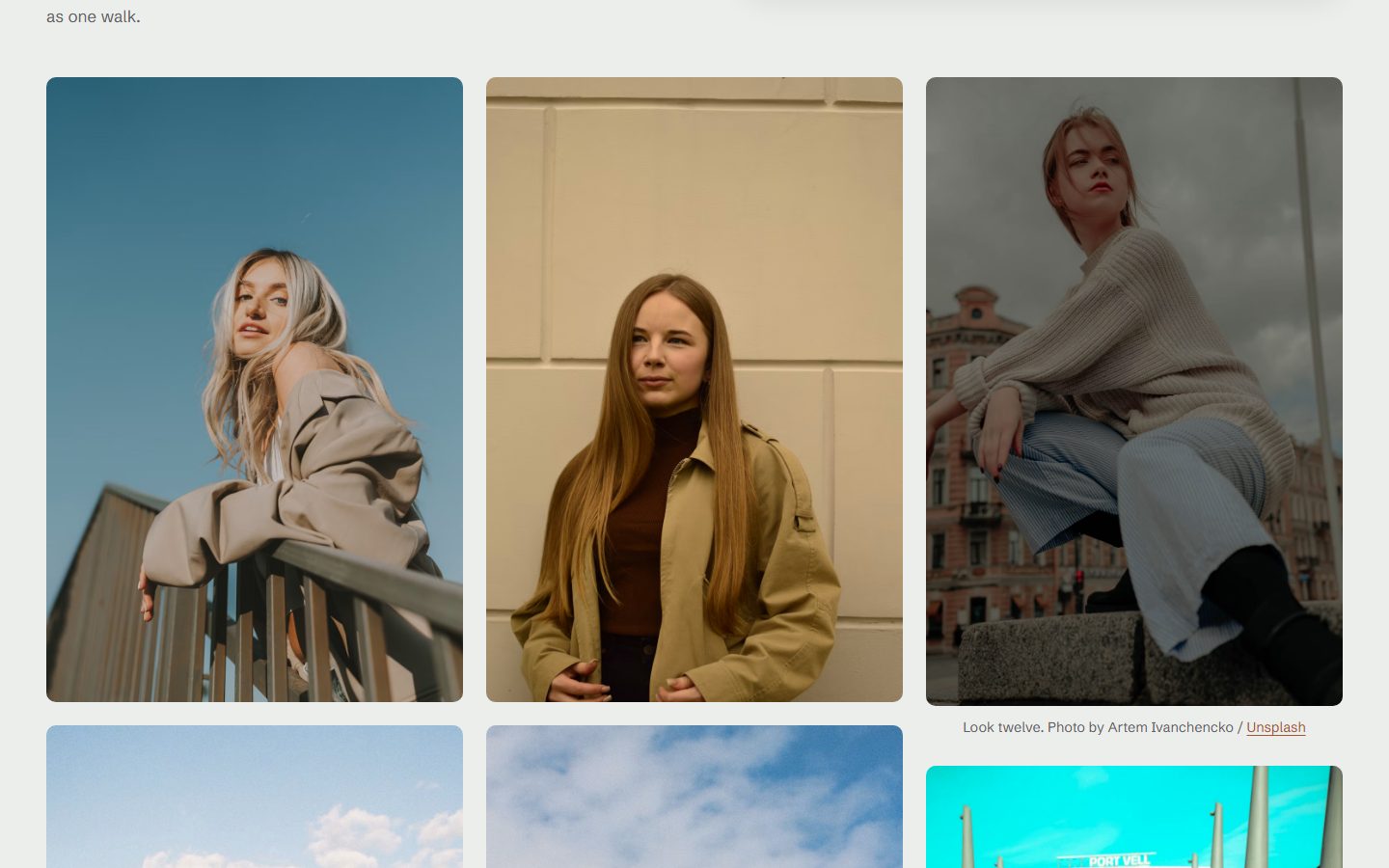 A project page with every image in columns